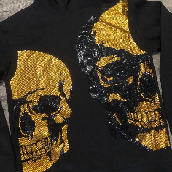 Black & Gold Diamond Skull Hoodie (amazing quality) - Picture 2 of 3